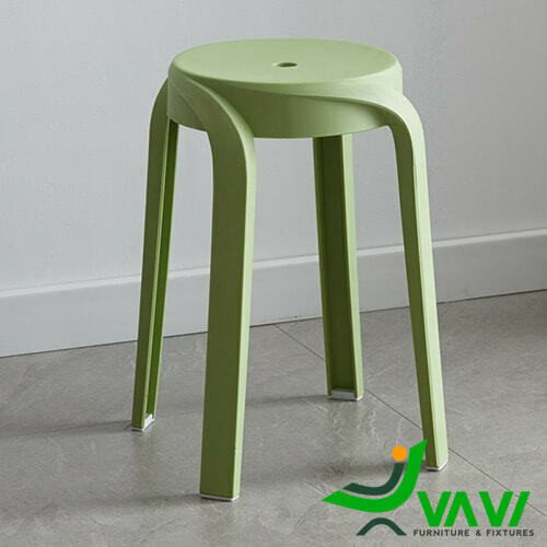 Ghế nhựa tròn cao màu xanh lá cây với thiết kế nhỏ gọn