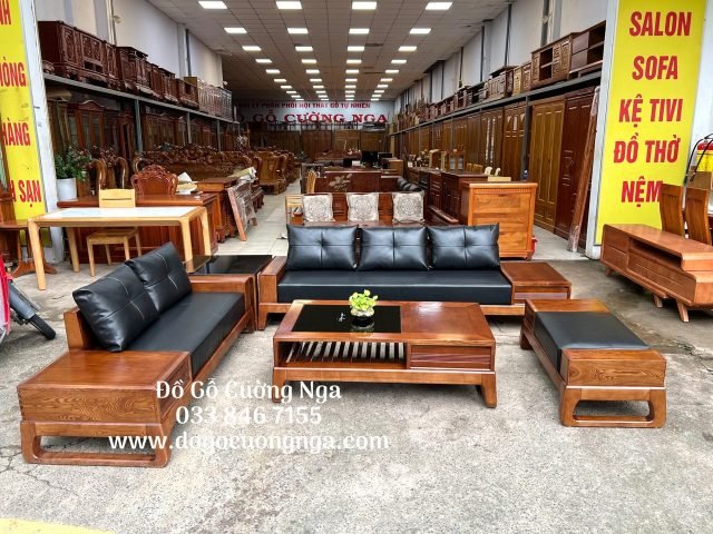 Ghế sofa 2 văng gỗ sồi nga hiện đại