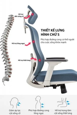 Ghế tựa chống mỏi lưng duy trì tư thế ngồi đúng chuẩn