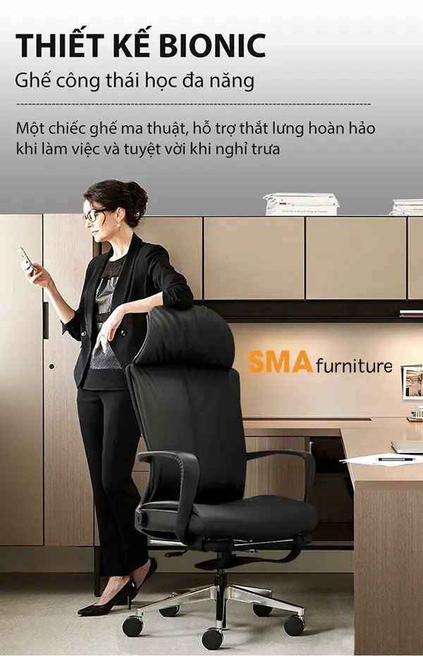 Ghế tựa chống mỏi lưng văn phòng bọc da