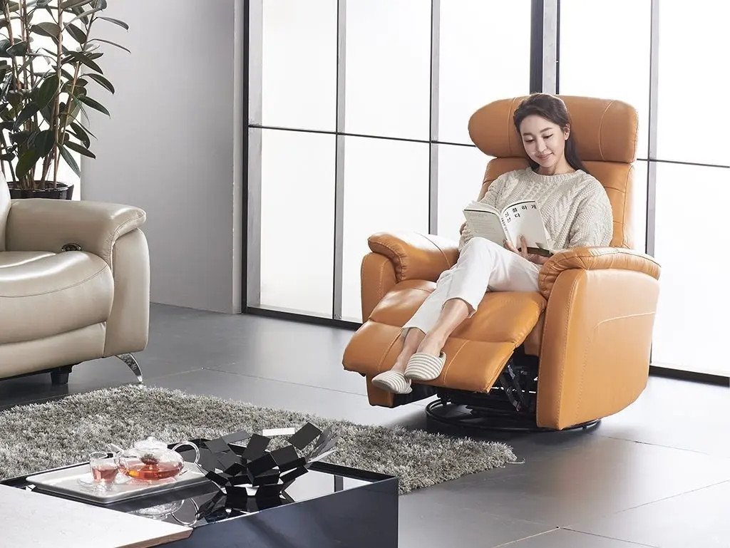 Ghế tựa phòng khách có chân lắc màu xám