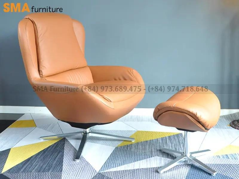 Ghế tựa phòng khách kiểu sofa tròn màu nâu