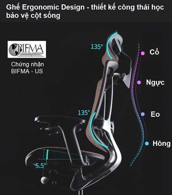 Ghế văn phòng giám đốc công thái học bảo vệ cột sống