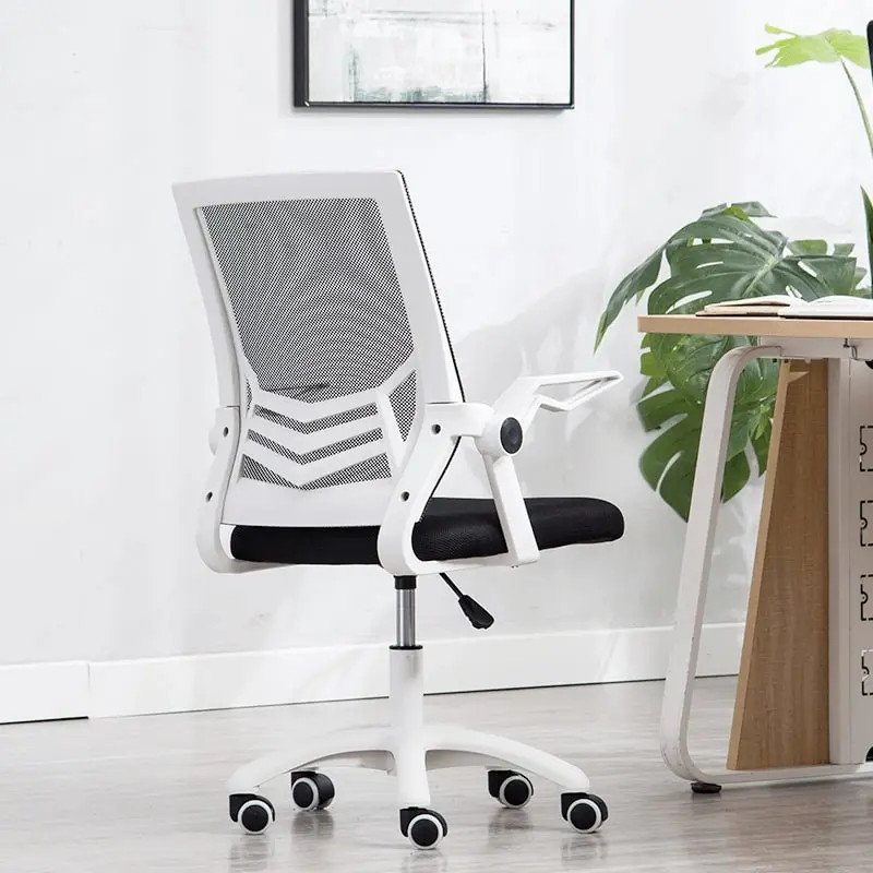 Ghế xoay màu trắng lưới công thái học, hỗ trợ cột sống hiệu quả.