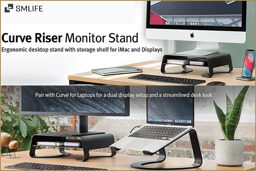 Giá để bàn làm việc kim loại Curve Riser