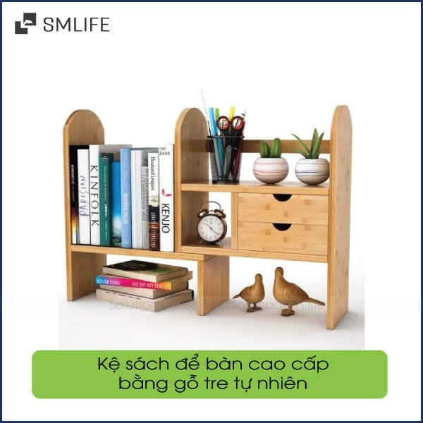Giá sách để bàn làm việc bằng gỗ tre tự nhiên Bamboo mang vẻ đẹp thân thiện