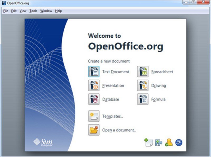 Giao diện chính của OpenOffice