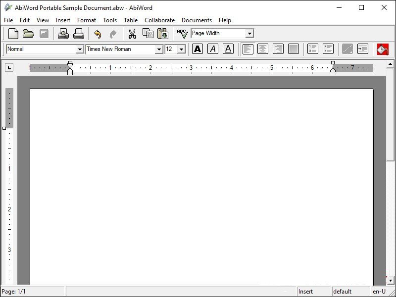 Giao diện phần mềm AbiWord Portable