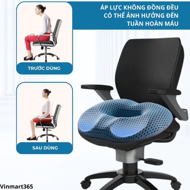 Gối lót ghế ngồi chống trĩ CECILA giúp giảm áp lực vùng xương cụt