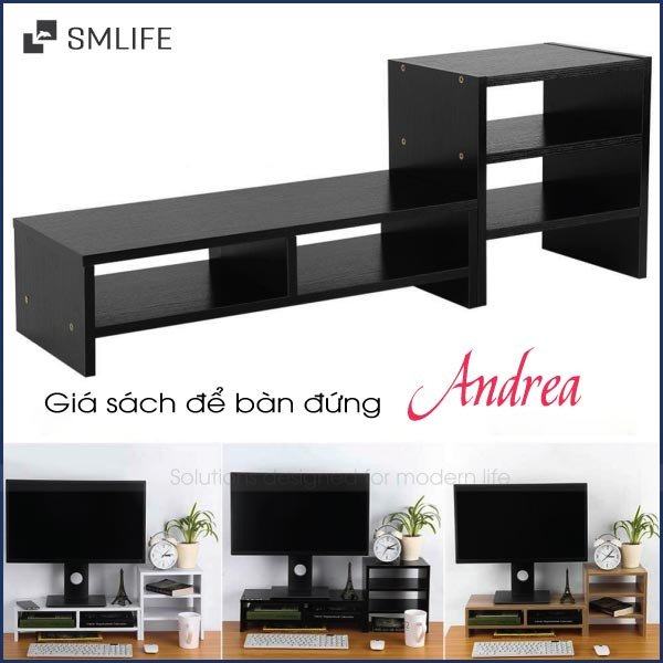 Kệ để bàn làm việc đẹp đứng màu đen trắng