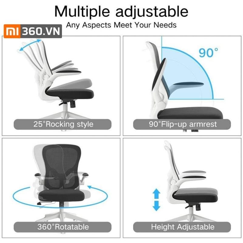 Khả năng ngả lưng 25 độ của ghế công thái học HBADA HDNY163
