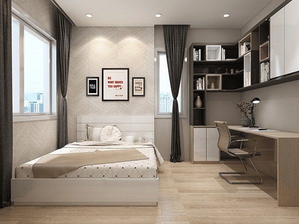 Khoảng cách hợp lý giữa bàn làm việc và giường ngủ để tối ưu không gian
