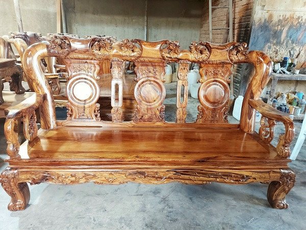 Kích thước ghế dài tay 12 bằng gỗ cẩm lai