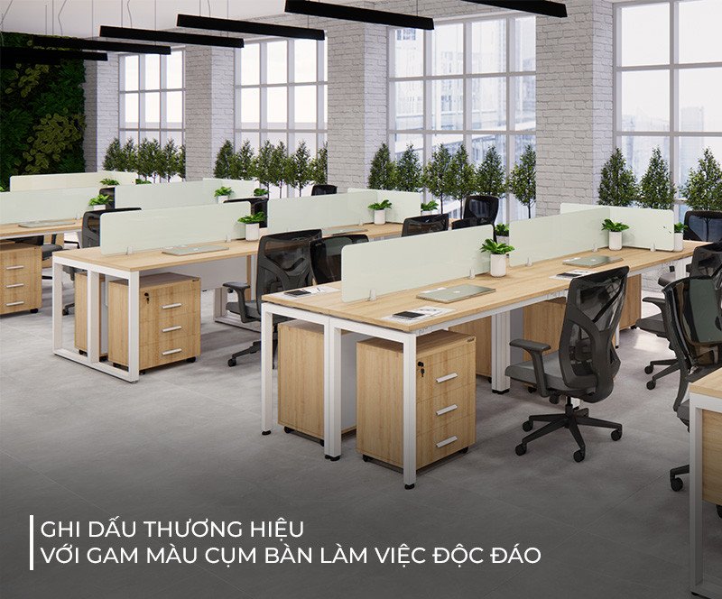 Lựa chọn cụm bàn làm việc giá rẻ với màu sắc đa dạng, phù hợp thương hiệu