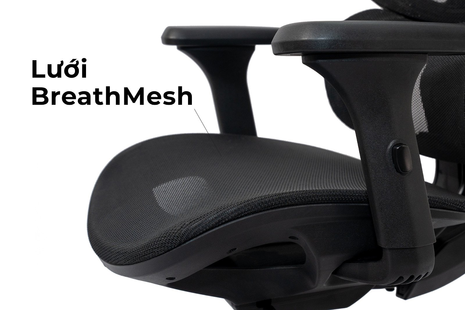 Mâm ghế rộng rãi và thoải mái của ghế công thái học Epione FortisChair với lưới BreathMesh