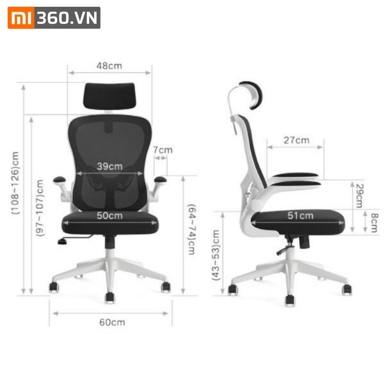 Mặt ngồi và đệm bọt biển mật độ cao của ghế công thái học Xiaomi