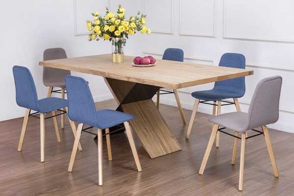 Mẫu bàn ăn hiện đại chân sắt cho 6 ghế