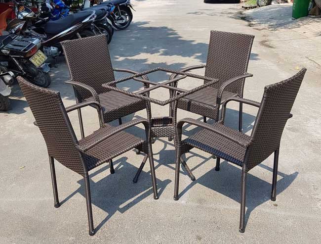 Mẫu bàn ghế giả mây cho quán cafe, ngoài trời