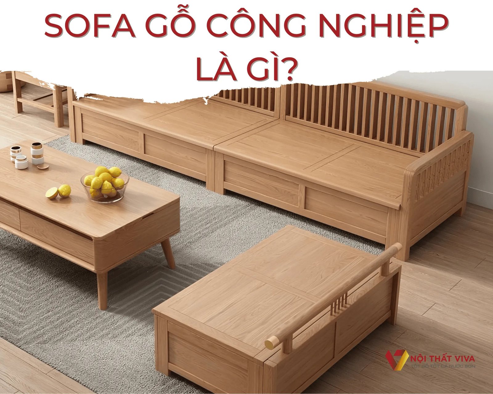 Mẫu bàn ghế gỗ công nghiệp phòng khách nhỏ