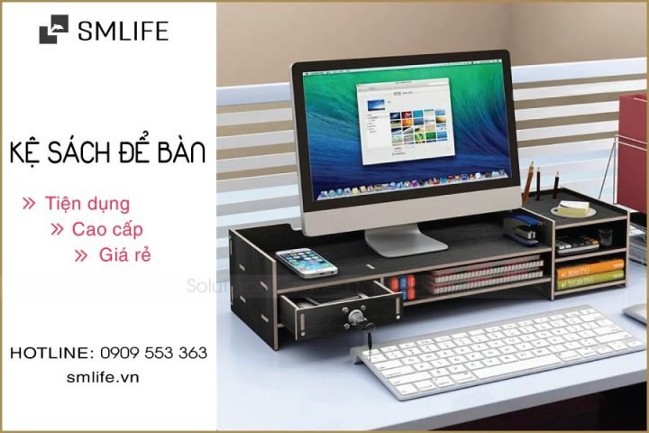 Tổng hợp các mẫu kệ nhỏ để bàn làm việc bằng gỗ công nghiệp đa năng