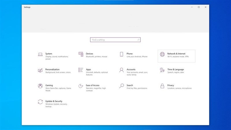 Sử dụng tổ hợp phím Windows + I để mở Settings trên Windows 10