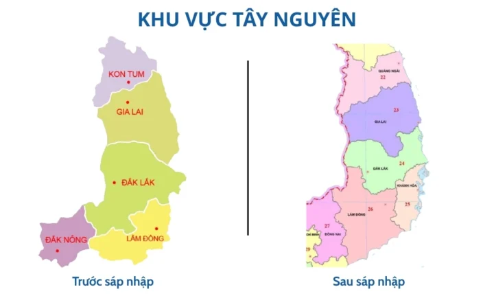 Bản đồ hành chính vùng Tây Nguyên