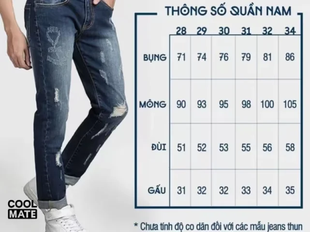 Bảng đo size quần nam chuẩn
