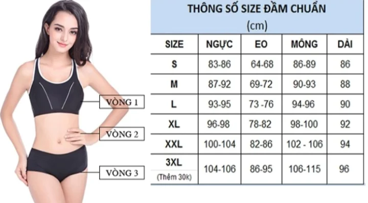 Bảng size quần áo chi tiết