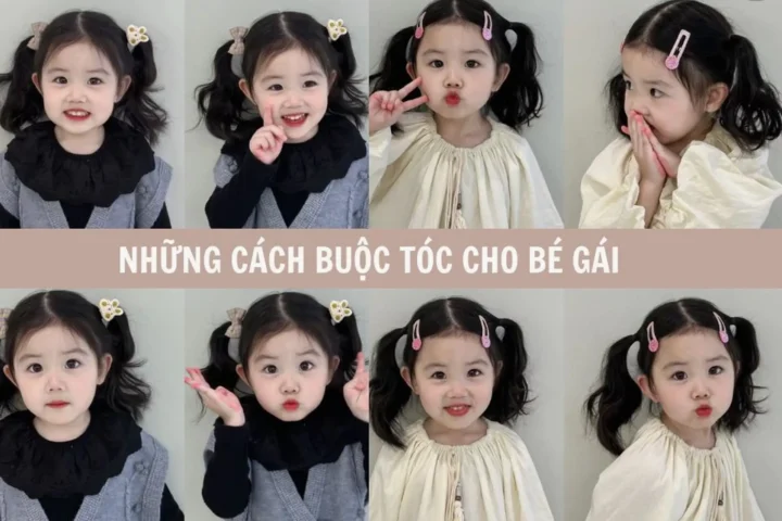 Bé gái 2 tuổi với nhiều kiểu cột tóc pom pom dễ thương