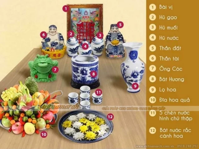 Thứ Tự Để Hũ Gạo Muối Nước Chuẩn Phong Thủy 2026 Cách đặt hũ gạo muối trên bàn thờ gia tiên
