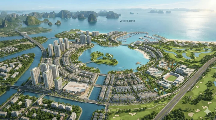 Vinhomes Hạ Long Xanh 2026: Điểm Hẹn Tinh Hoa Cửa Biển Đông Cảnh quan và kiến trúc hiện đại của Vinhomes Hạ Long Xanh