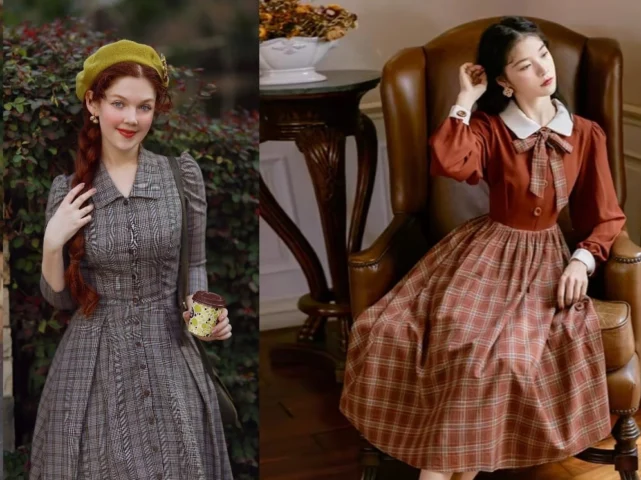 Cô gái mặc trang phục vintage nữ thanh lịch