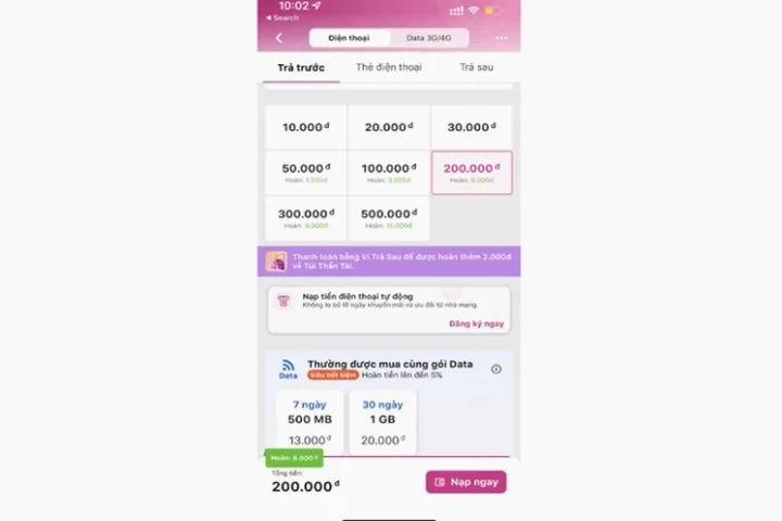 Giao diện Ví Trả Sau MoMo trên điện thoại