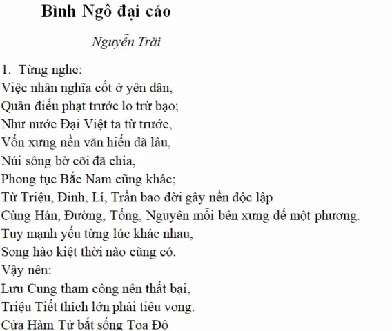 Hình ảnh minh họa Đại Cáo Bình Ngô