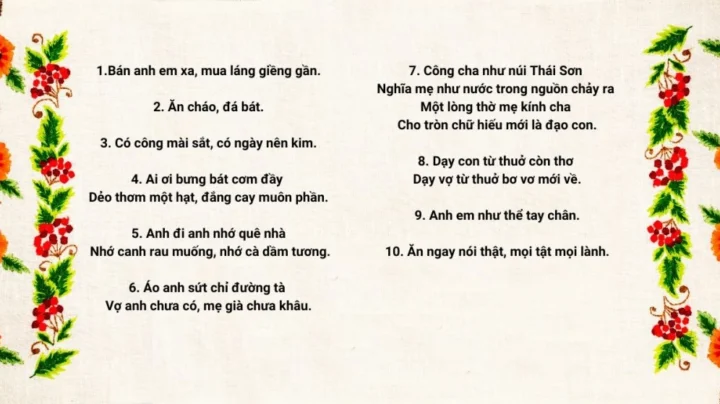 Hình ảnh minh họa về ca dao tục ngữ Việt Nam