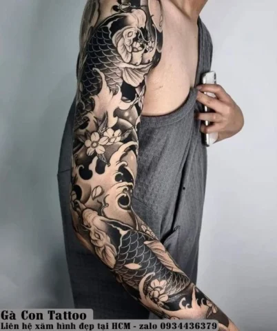 Hình xăm cá chép mini tối giản