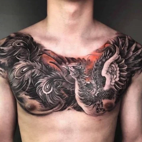 Hình xăm full ngực nam với thiết kế độc đáo