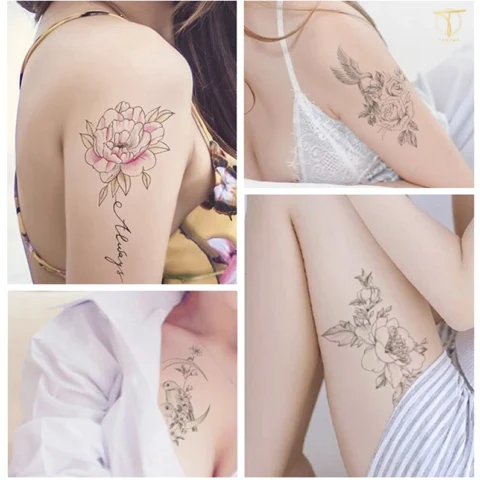 Hình xăm hoa hồng ở bắp tay nữ tinh tế