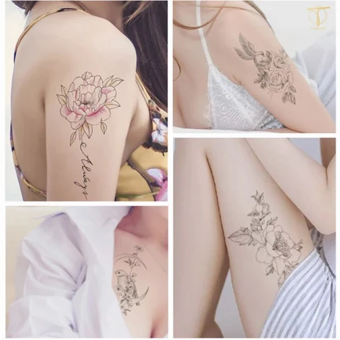 Hình xăm hoa hồng trên bắp tay nữ