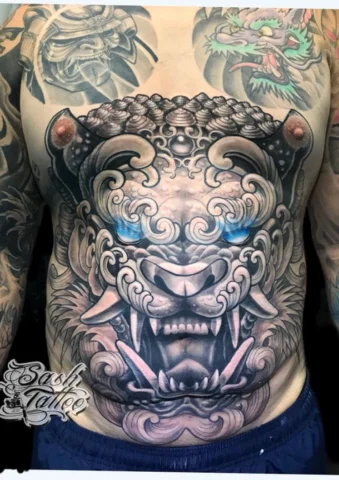 Hình xăm mặt kỳ lân ấn tượng