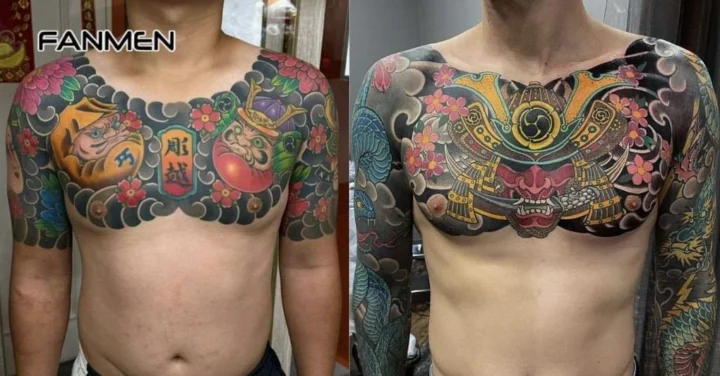 Hình xăm nhật cổ phong cách Nhật Bản trên ngực