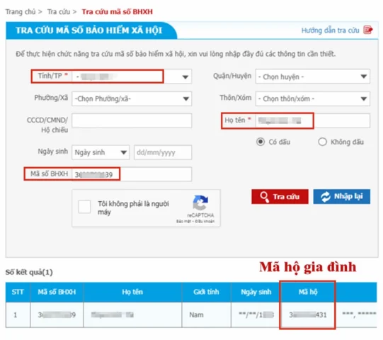 Hướng dẫn tra mã hộ gia đình bằng mã số BHXH