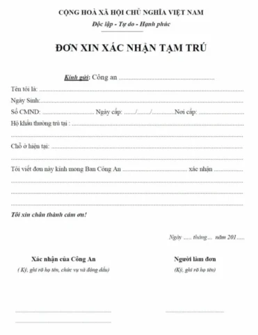 Giấy Xác Nhận Tạm Trú 2026: Hướng Dẫn Chi Tiết & Thủ Tục Cần Biết Mẫu đơn xin xác nhận tạm trú