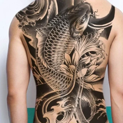 Mẫu tattoo cá chép hóa rồng phong cách Nhật Bản