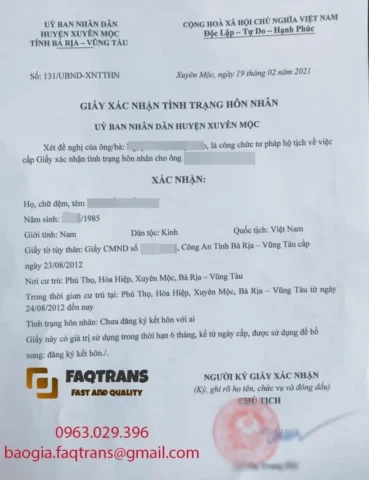 Xin Giấy Xác Nhận Độc Thân 2026: Thủ Tục Đầy Đủ Nhất Mẫu tờ khai xin giấy xác nhận độc thân