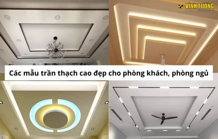 Mẫu trần thạch cao phòng khách đẹp và hiện đại