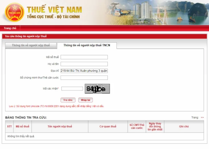 Nhấn nút tra cứu để xem kết quả
