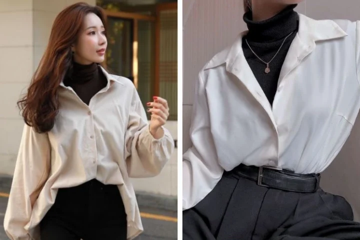 Phối áo cổ lọ với sơ mi cho nữ giới theo phong cách hiện đại