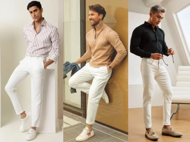 Set đồ công sở quần kaki trắng phối áo sơ mi và blazer