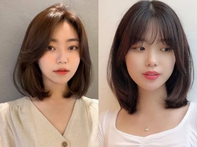 Tóc ngang vai uốn chữ S cho mặt tròn